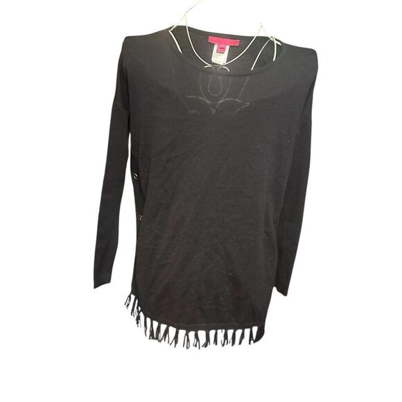 Beautiful Lilly Pulitzer Ramona Fringe Sweater Black Gold Buttons Cotton Blend S - Picture 6 of 16